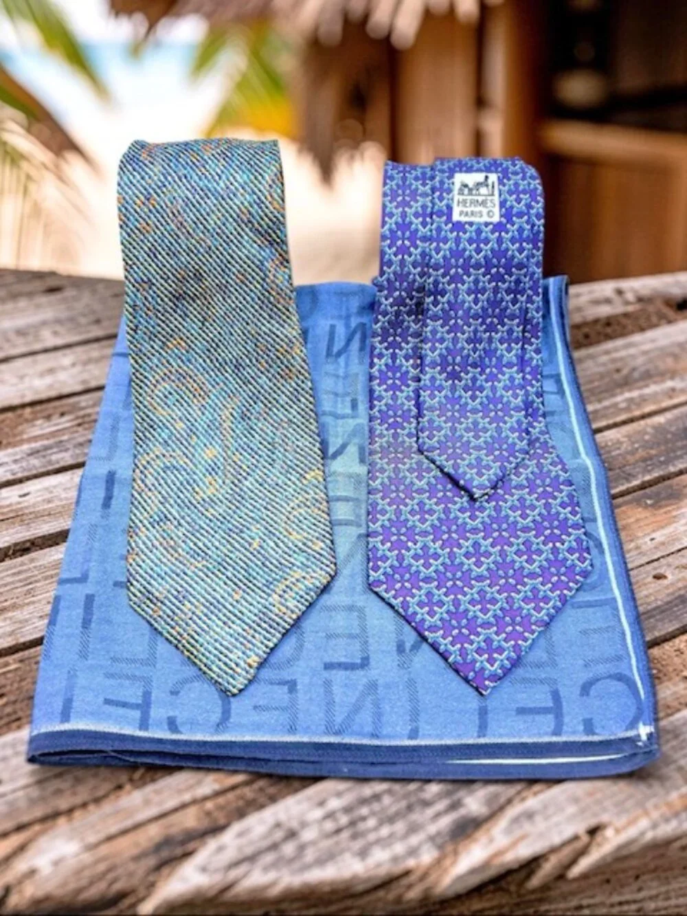 Set: 2 Classic Neck-Ties SilkHERMES Paris & MISSONI +1 Celine Handkerchief(71 - Picture 15 of 15